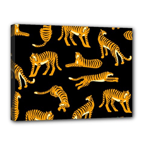 Seamless Exotic Pattern With Tigers Canvas 16  X 12  (stretched) by Simbadda