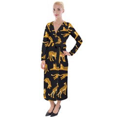 Seamless Exotic Pattern With Tigers Velvet Maxi Wrap Dress by Simbadda