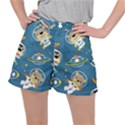 Seamless-pattern-funny-astronaut-outer-space-transportation Women s Ripstop Shorts View1