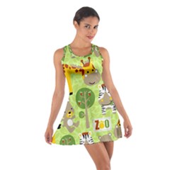 Funny Animals Cartoon Cotton Racerback Dress by Simbadda