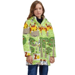 Funny Animals Cartoon Kids  Hooded Longline Puffer Jacket by Simbadda