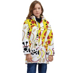 Vector Seamless Pattern Nice Animals Cartoon Kids  Hooded Longline Puffer Jacket by Simbadda