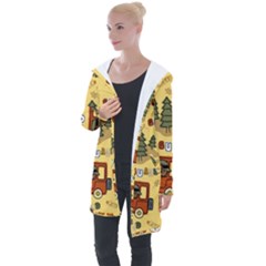 Seamless Pattern Funny Ranger Cartoon Longline Hooded Cardigan by Simbadda