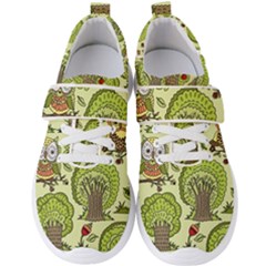 Seamless Pattern With Trees Owls Men s Velcro Strap Shoes by Simbadda