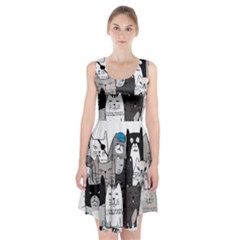 Cute Cat Hand Drawn Cartoon Style Racerback Midi Dress by Simbadda