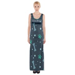 Bons Foot Prints Pattern Background Thigh Split Maxi Dress by Simbadda