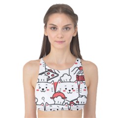 Cute-cat-chef-cooking-seamless-pattern-cartoon Tank Bikini Top by Simbadda