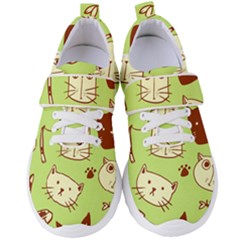 Cute-hand-drawn-cat-seamless-pattern Women s Velcro Strap Shoes by Simbadda