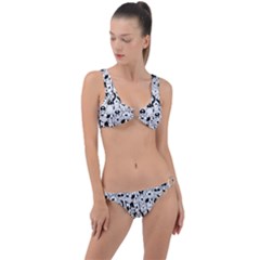 Seamless-pattern-with-black-white-doodle-dogs Ring Detail Crop Bikini Set by Simbadda