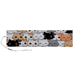 Cute-cat-kitten-cartoon-doodle-seamless-pattern Roll Up Canvas Pencil Holder (l) by Simbadda