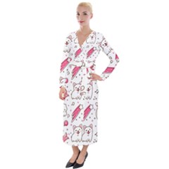 Cute-animals-seamless-pattern-kawaii-doodle-style Velvet Maxi Wrap Dress by Simbadda