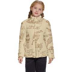 Ice-cream-vintage-pattern Kids  Puffer Bubble Jacket Coat by Simbadda