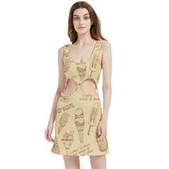 Ice-cream-vintage-pattern Velour Cutout Dress by Simbadda