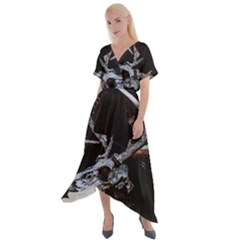 Deer Skull Cross Front Sharkbite Hem Maxi Dress by MonfreyCavalier