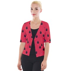 Seamless-watermelon-surface-texture Cropped Button Cardigan by Simbadda