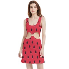 Seamless-watermelon-surface-texture Velour Cutout Dress by Simbadda