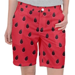 Seamless-watermelon-surface-texture Women s Pocket Shorts by Simbadda