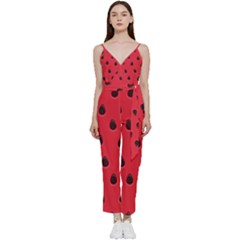 Seamless-watermelon-surface-texture V-neck Camisole Jumpsuit by Simbadda