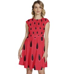 Seamless-watermelon-surface-texture Cap Sleeve High Waist Dress by Simbadda