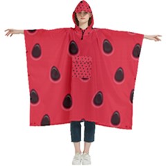 Seamless-watermelon-surface-texture Women s Hooded Rain Ponchos by Simbadda