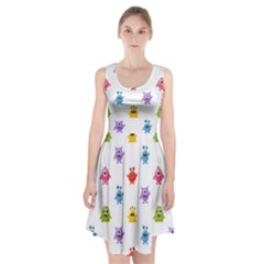 Seamless-pattern-cute-funny-monster-cartoon-isolated-white-background Racerback Midi Dress by Simbadda