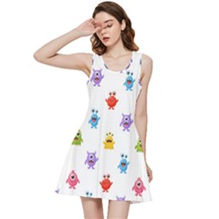 Seamless-pattern-cute-funny-monster-cartoon-isolated-white-background Inside Out Racerback Dress by Simbadda