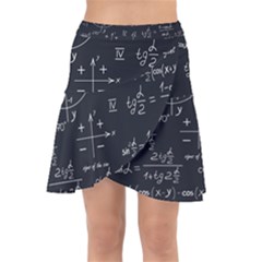 Mathematical-seamless-pattern-with-geometric-shapes-formulas Wrap Front Skirt by Simbadda