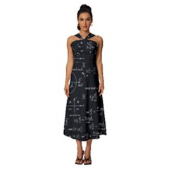 Mathematical-seamless-pattern-with-geometric-shapes-formulas Sleeveless Cross Front Cocktail Midi Chiffon Dress by Simbadda