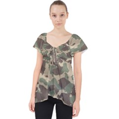 Camouflage Design Lace Front Dolly Top by Excel