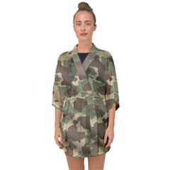 Camouflage Design Half Sleeve Chiffon Kimono by Excel