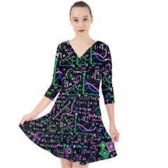 Math-linear-mathematics-education-circle-background Quarter Sleeve Front Wrap Dress by Simbadda