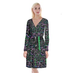 Math-linear-mathematics-education-circle-background Long Sleeve Velvet Front Wrap Dress by Simbadda