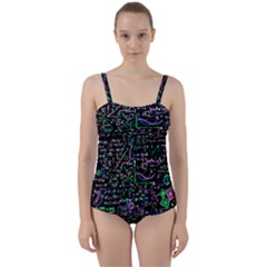 Math-linear-mathematics-education-circle-background Twist Front Tankini Set by Simbadda