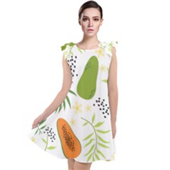 Seamless-tropical-pattern-with-papaya Tie Up Tunic Dress by Simbadda