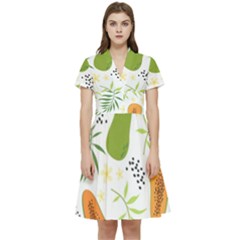 Seamless-tropical-pattern-with-papaya Short Sleeve Waist Detail Dress by Simbadda