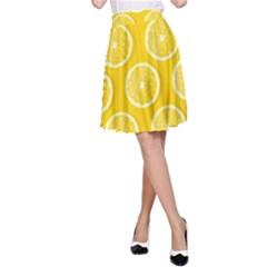 Lemon-fruits-slice-seamless-pattern A-line Skirt by Simbadda