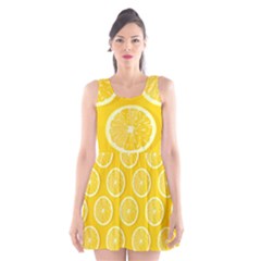 Lemon-fruits-slice-seamless-pattern Scoop Neck Skater Dress by Simbadda