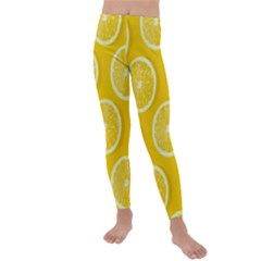 Lemon-fruits-slice-seamless-pattern Kids  Lightweight Velour Leggings by Simbadda