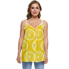 Lemon-fruits-slice-seamless-pattern Casual Spaghetti Strap Chiffon Top by Simbadda