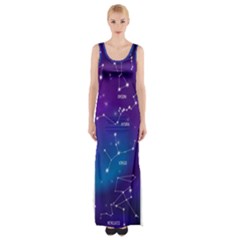 Realistic-night-sky-poster-with-constellations Thigh Split Maxi Dress by Simbadda