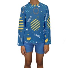 Flat-design-geometric-shapes-background Kids  Long Sleeve Swimwear by Simbadda