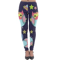 Owl-stars-pattern-background Lightweight Velour Leggings by Simbadda