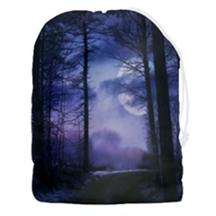 Moonlit A Forest At Night With A Full Moon Drawstring Pouch (3xl) by Proyonanggan