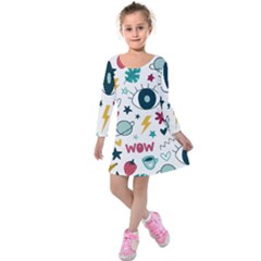 Love Pattern Kids  Long Sleeve Velvet Dress by Proyonanggan