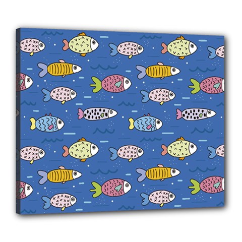 Sea Fish Blue Submarine Animal Canvas 24  X 20  (stretched) by Proyonanggan