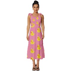 Rubber Duck Pattern Tie-strap Tiered Midi Chiffon Dress by Valentinaart