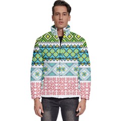 Ukraine Ornament Pattern Symbolism Geometric Men s Puffer Bubble Jacket Coat by pakminggu