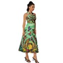 Monkey Tiger Bird Parrot Forest Jungle Style Sleeveless Cross Front Cocktail Midi Chiffon Dress View3