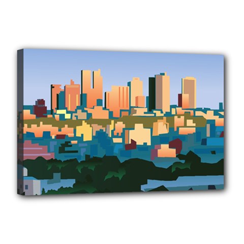 City Buildings Urban Dawn Canvas 18  X 12  (stretched) by Bangk1t