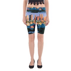 City Buildings Urban Dawn Yoga Cropped Leggings by Bangk1t